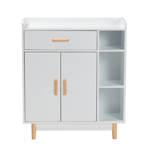 Baxton Studio Russell MidCentury Modern TwoTone White and Oak Brown Finished Wood 2Door Sideboard - 223-12936-ZORO