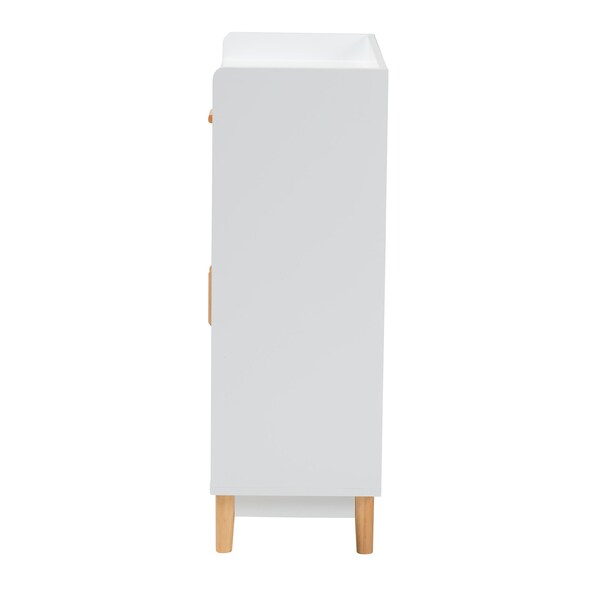 Baxton Studio Russell MidCentury Modern TwoTone White and Oak Brown Finished Wood 2Door Sideboard - 223-12936-ZORO