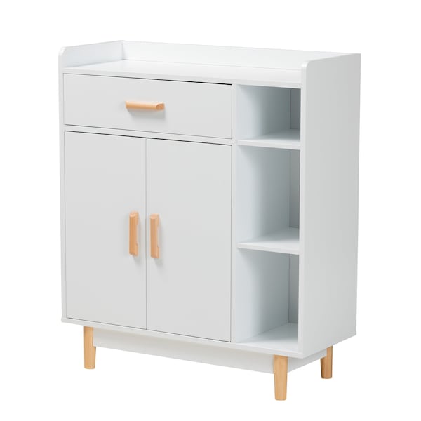 Baxton Studio Russell MidCentury Modern TwoTone White and Oak Brown Finished Wood 2Door Sideboard - 223-12936-ZORO