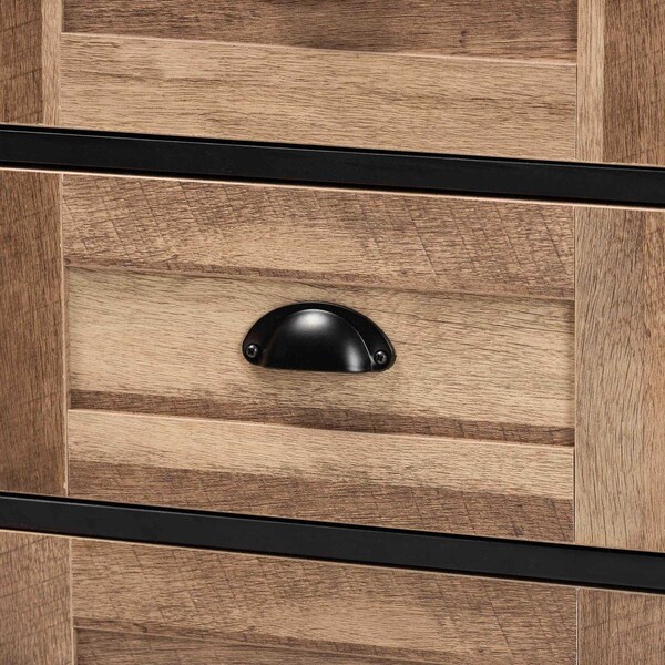 Baxton Studio Connell Industrial Two-Tone Natural Brown and Black Finished Wood and Black Metal Sideboard Buffet - 196-12068-ZORO