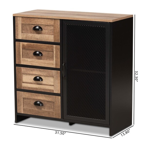 Baxton Studio Connell Industrial Two-Tone Natural Brown and Black Finished Wood and Black Metal Sideboard Buffet - 196-12068-ZORO