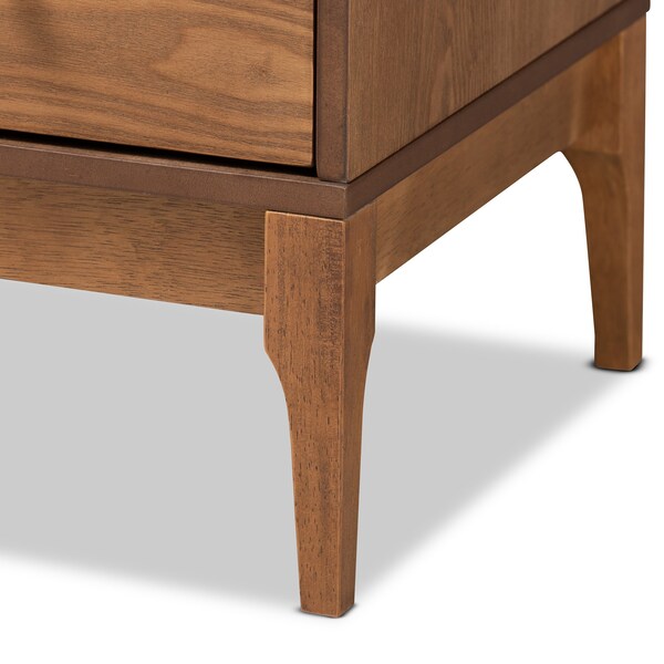 Baxton Studio Ramiel MidCentury Modern Ash Walnut Finished Wood and Rattan 1Drawer Sideboard - 215-12428-ZORO
