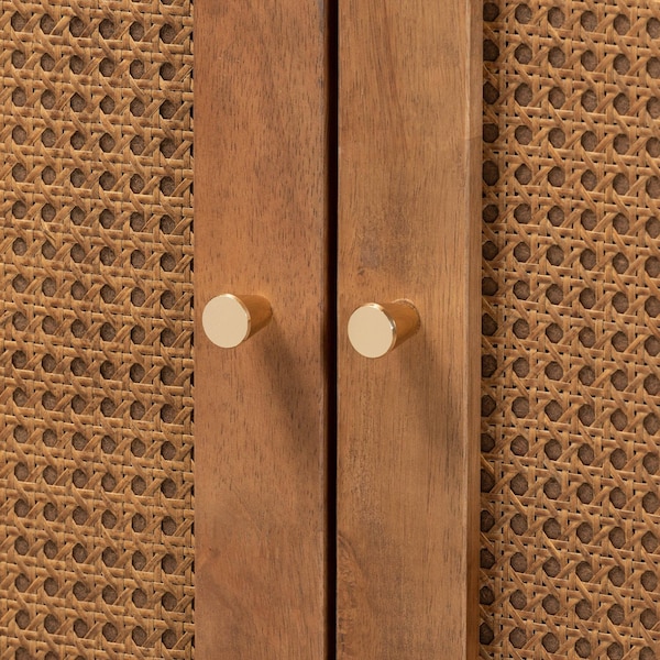 Baxton Studio Ramiel MidCentury Modern Ash Walnut Finished Wood and Rattan 1Drawer Sideboard - 215-12428-ZORO