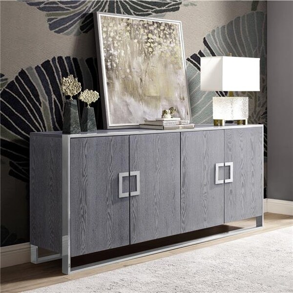Posh Living Posh Living SD133-09AG-UE Haukea Sideboard with 4 Doors; Ash Grey - SD133-09AG-UE