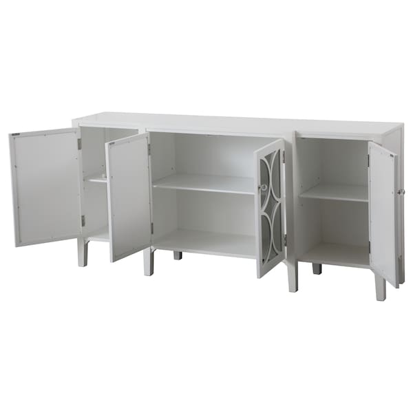 Elegant Decor 72 Inch Mirrored Credenza In White - MF82111WH
