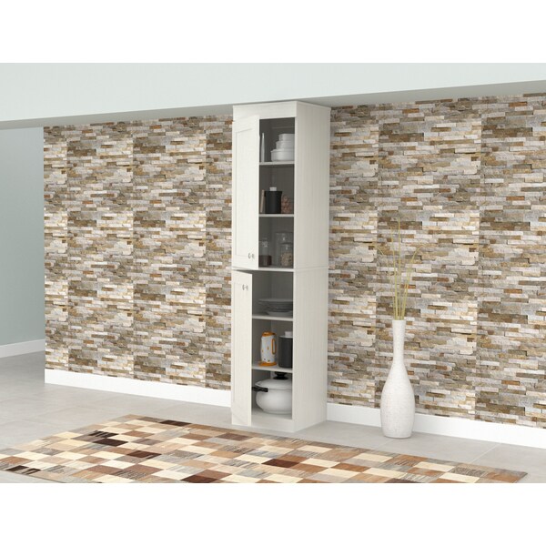 Inval Buffet Cabinet With 2-Slim Doors 15.75 in W x 16.54 in D x 70.87 in H in Washed Oak - AL-3813