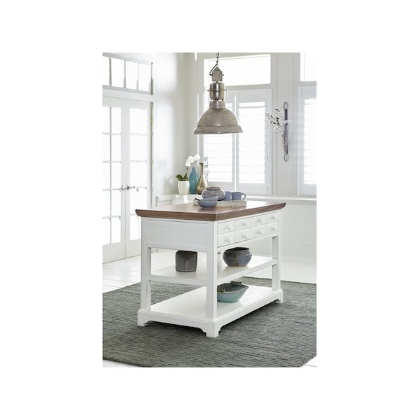 Progressive Furniture Dining Room Island - Light Oak And Distressed White - D884-45