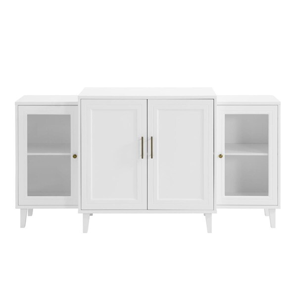 Walker Edison Furniture Walker Edison  62 in. 4-Door Tiered Modern Sideboard, White - BU62LAU4DWH