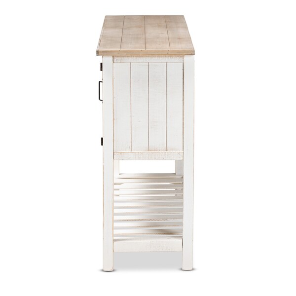 Baxton Studio Deacon Rustic Weathered Two-Tone White and Oak Brown Finished Wood 2-Door Dining Room Sideboard - 178-11410-ZORO
