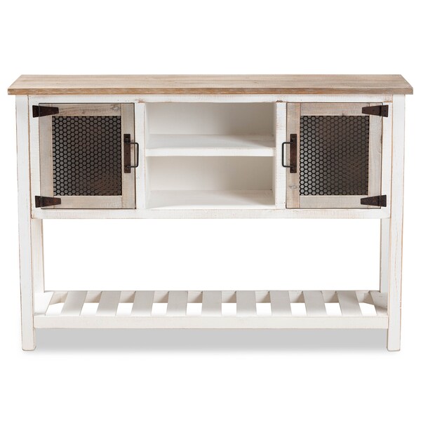 Baxton Studio Deacon Rustic Weathered Two-Tone White and Oak Brown Finished Wood 2-Door Dining Room Sideboard - 178-11410-ZORO