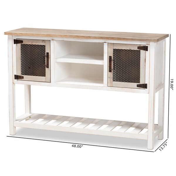Baxton Studio Deacon Rustic Weathered Two-Tone White and Oak Brown Finished Wood 2-Door Dining Room Sideboard - 178-11410-ZORO