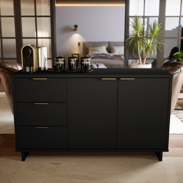 Manhattan Comfort Granville 55.07 Sideboard in Black - SB-5002
