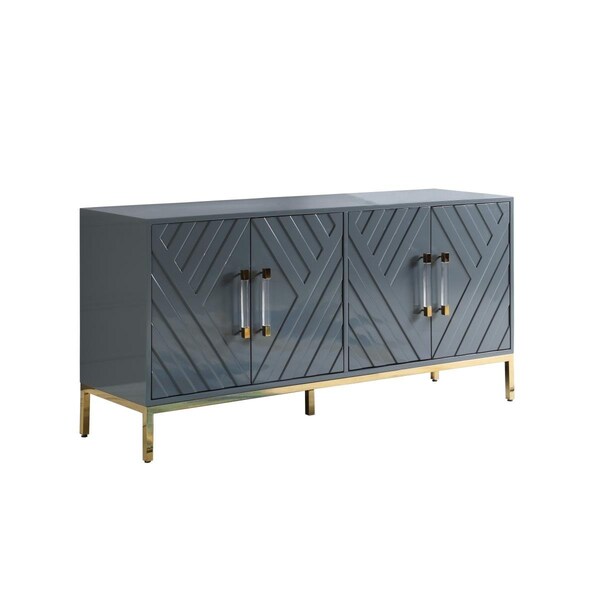 Best Master Furniture Junior Grey Lacquer With Gold Plated Sideboard - T1942 GREY SIDEBOARD