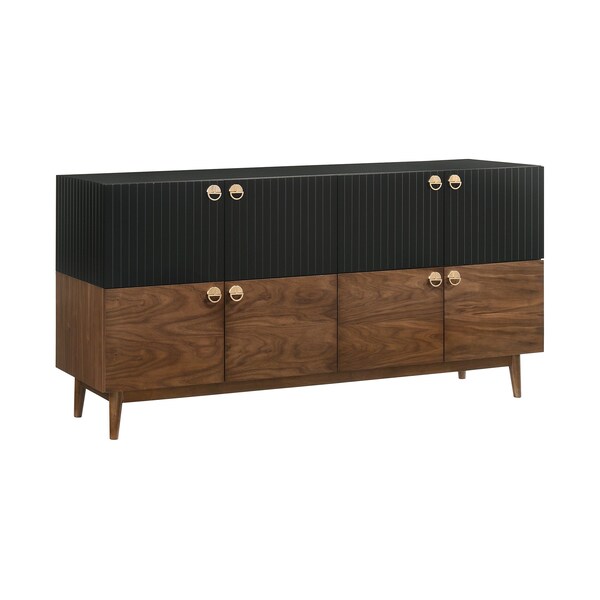 Armen Living Amigo Black Veneer and Walnut Wood Buffet - LCAGBUWA