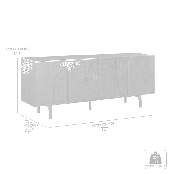 Armen Living Holland 4 Door Sideboard Buffet in Black Brushed Oak Wood - LCHNBUBLK