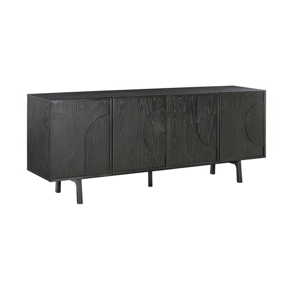 Armen Living Holland 4 Door Sideboard Buffet in Black Brushed Oak Wood - LCHNBUBLK