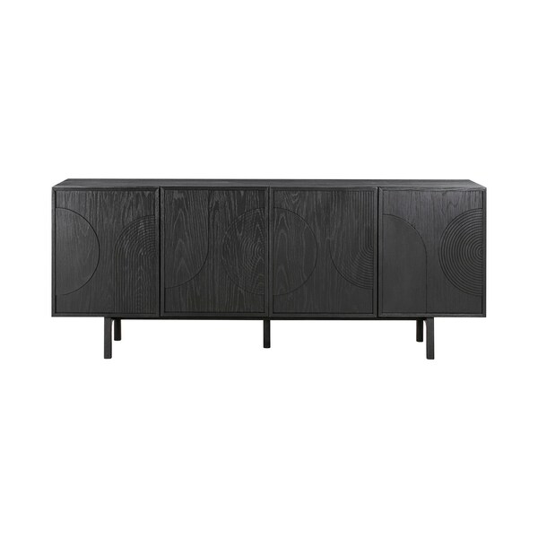 Armen Living Holland 4 Door Sideboard Buffet in Black Brushed Oak Wood - LCHNBUBLK