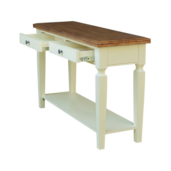 International Concepts Vista Solid Wood Console/Sofa Table with Shelf and 2 Drawers - Hickory/Shell - OT79-15S