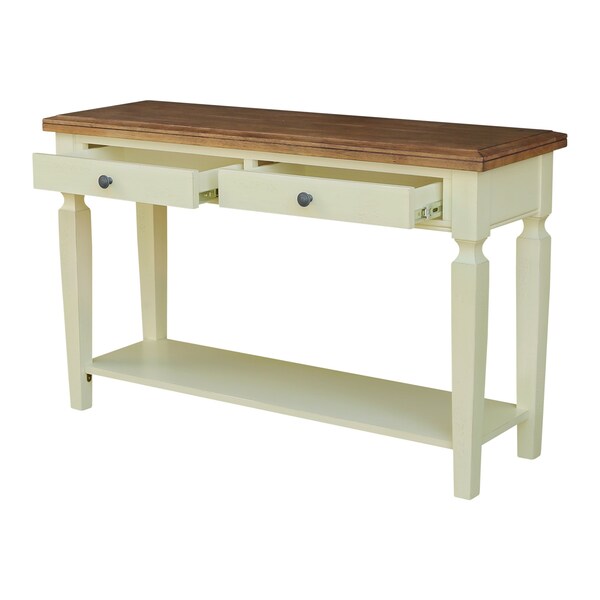 International Concepts Vista Solid Wood Console/Sofa Table with Shelf and 2 Drawers - Hickory/Shell - OT79-15S