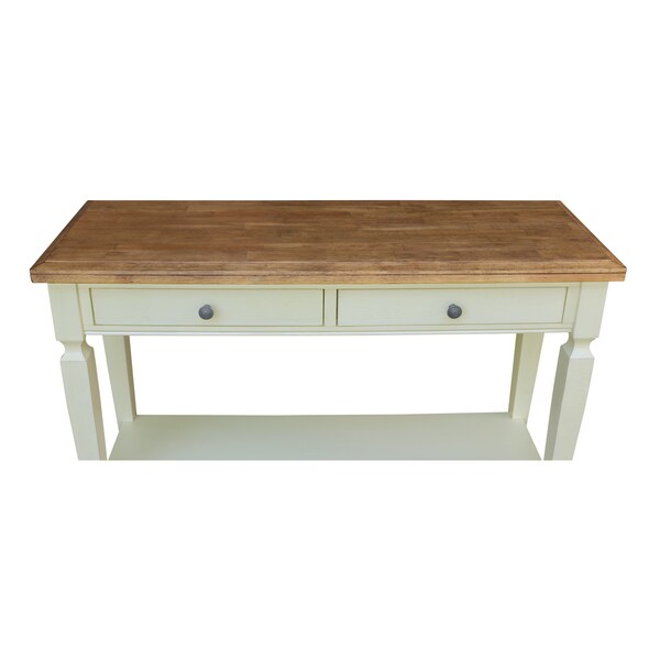 International Concepts Vista Solid Wood Console/Sofa Table with Shelf and 2 Drawers - Hickory/Shell - OT79-15S