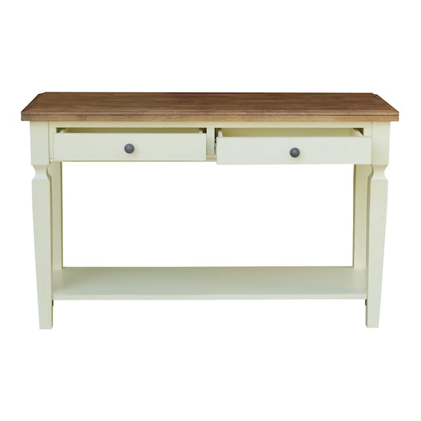 International Concepts Vista Solid Wood Console/Sofa Table with Shelf and 2 Drawers - Hickory/Shell - OT79-15S