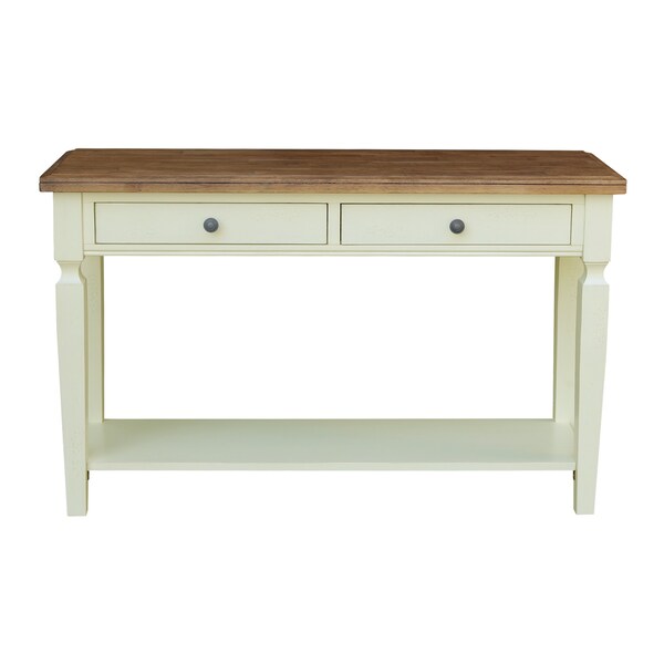 International Concepts Vista Solid Wood Console/Sofa Table with Shelf and 2 Drawers - Hickory/Shell - OT79-15S
