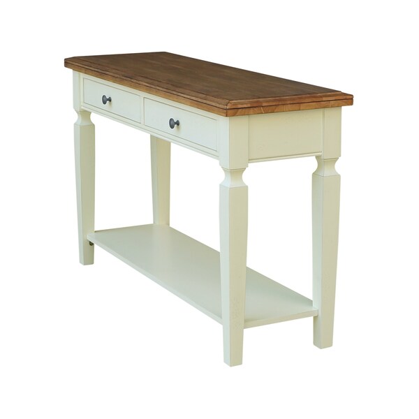 International Concepts Vista Solid Wood Console/Sofa Table with Shelf and 2 Drawers - Hickory/Shell - OT79-15S