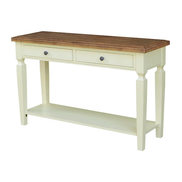 International Concepts Vista Solid Wood Console/Sofa Table with Shelf and 2 Drawers - Hickory/Shell - OT79-15S