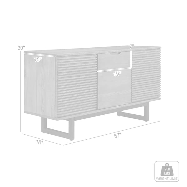 Armen Living Aldo Brown Oak Sideboard Buffet Cabinet in Brown Oak Wood with Black Metal Legs - LCAOBUROAK