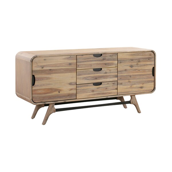 Armen Living Kendra 3 Drawer Sideboard Buffet in Gray Acacia Wood - LCKDBUGR