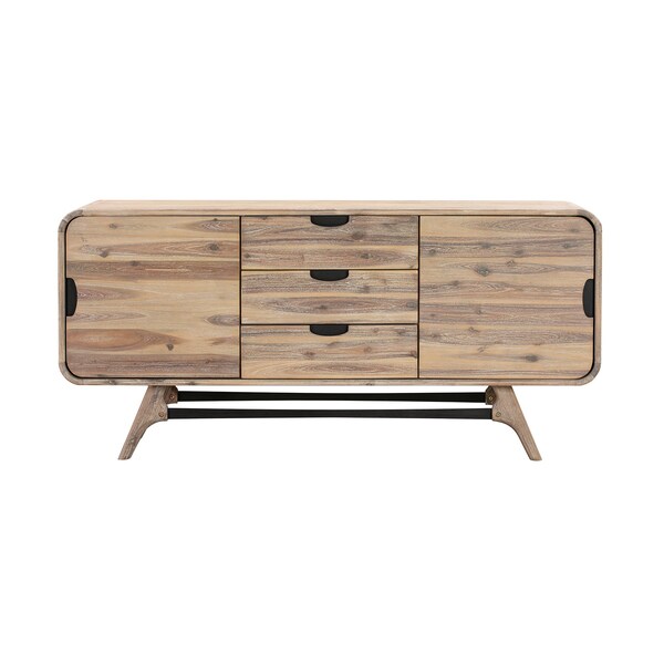 Armen Living Kendra 3 Drawer Sideboard Buffet in Gray Acacia Wood - LCKDBUGR