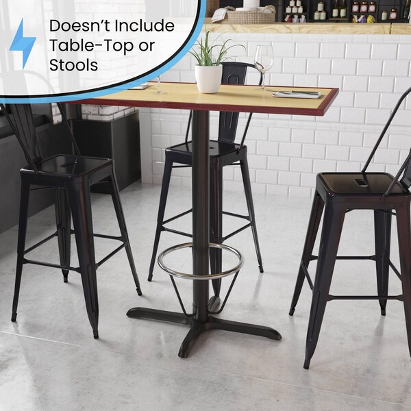 Flash Furniture Black 22" x 30" Bar Height X-Base - XU-T2230-BAR-3CFR-GG