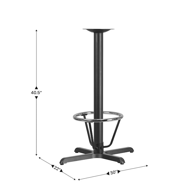 Flash Furniture Black 22" x 30" Bar Height X-Base - XU-T2230-BAR-3CFR-GG
