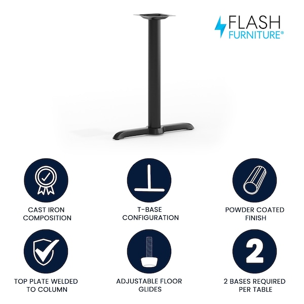 Flash Furniture Restaurant Table T-Base with 3 Dia. Tab - XU-T0522-GG
