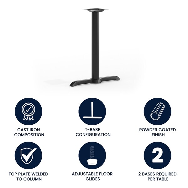 Flash Furniture Restaurant Table T-Base with 3 Dia. Tab - XU-T0522-GG