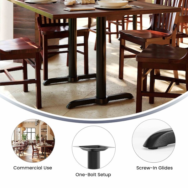 Flash Furniture Restaurant Table T-Base with 3 Dia. Tab - XU-T0522-GG