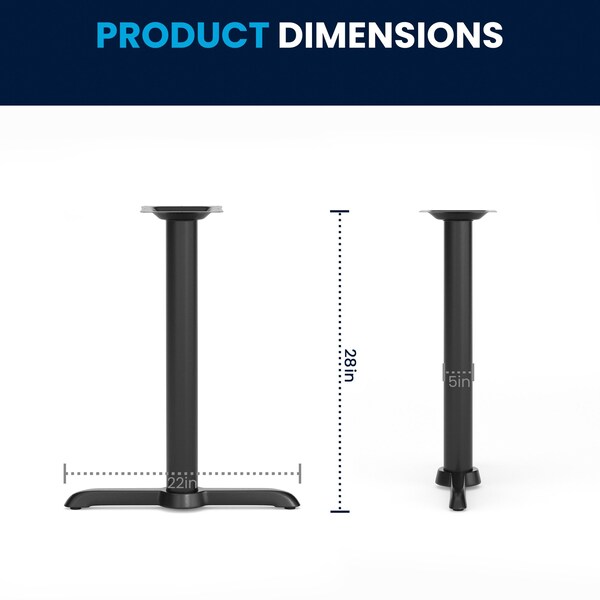 Flash Furniture Restaurant Table T-Base with 3 Dia. Tab - XU-T0522-GG