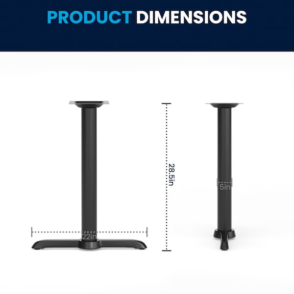Flash Furniture Restaurant Table T-Base with 3 Dia. Tab - XU-T0522-GG