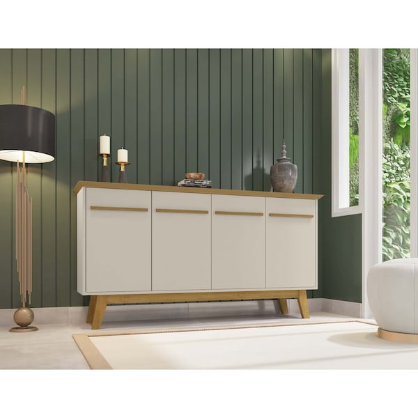 Manhattan Comfort Yonkers 62.99 Sideboard, Off White and Cinnamon - 232BMC12