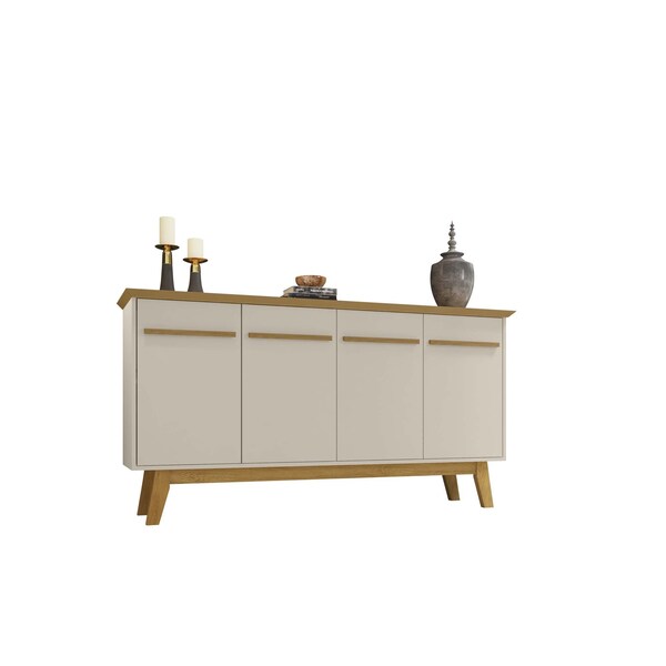 Manhattan Comfort Yonkers 62.99 Sideboard, Off White and Cinnamon - 232BMC12
