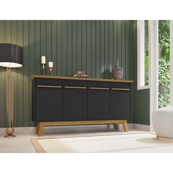Manhattan Comfort Yonkers 62.99 Sideboard, Black and Cinnamon - 232BMC82
