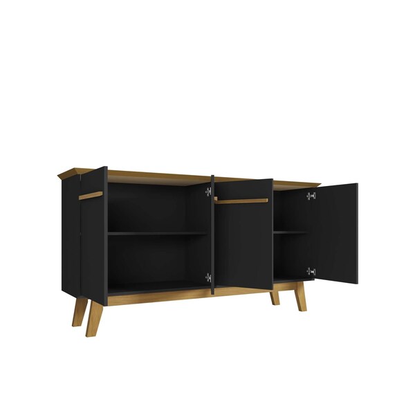 Manhattan Comfort Yonkers 62.99 Sideboard, Black and Cinnamon - 232BMC82