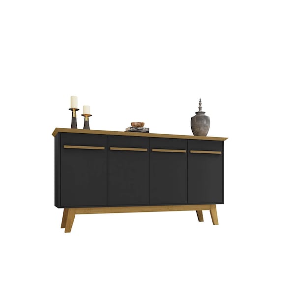 Manhattan Comfort Yonkers 62.99 Sideboard, Black and Cinnamon - 232BMC82