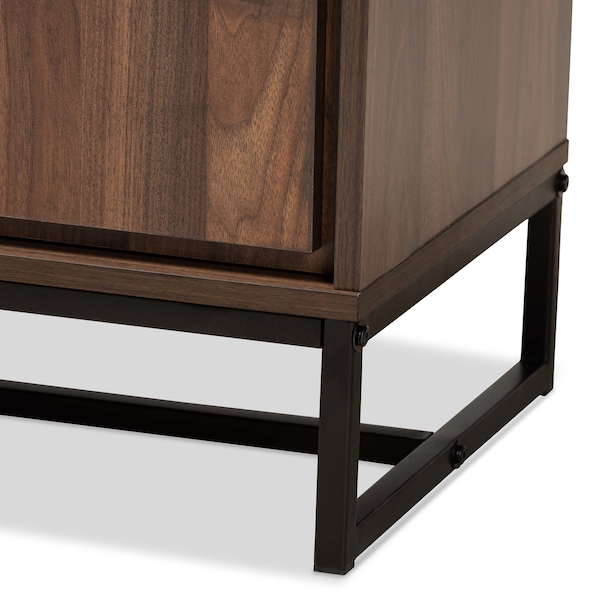 Baxton Studio Neil Modern Walnut Brown Finished Wood and Black Finished Metal 3-Door Dining Room Sideboard Buffet - 178-11214-ZORO