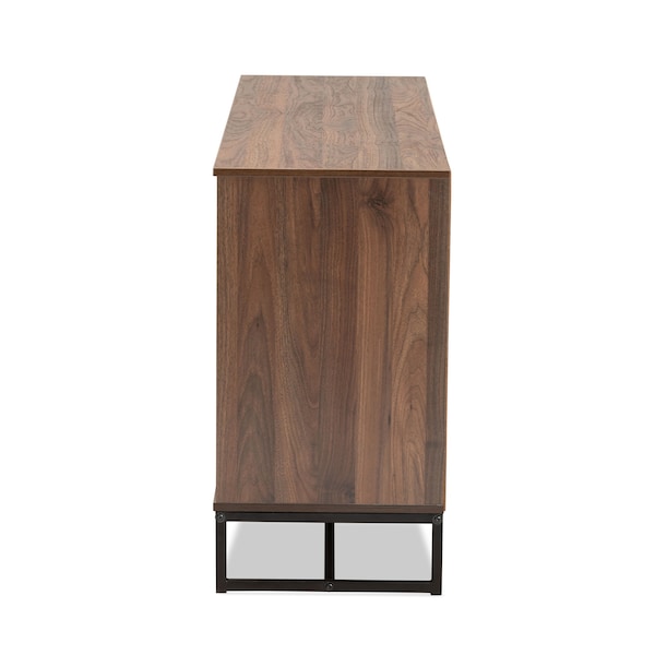 Baxton Studio Neil Modern Walnut Brown Finished Wood and Black Finished Metal 3-Door Dining Room Sideboard Buffet - 178-11214-ZORO