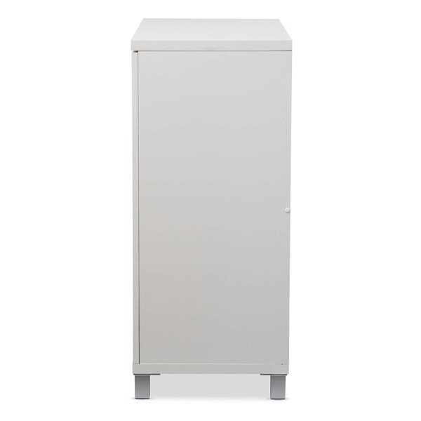 Baxton Studio Marcy White Wood Entryway Bags Storage Sideboard Cabinet - 120-6470