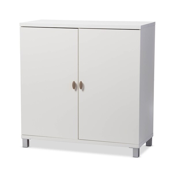 Baxton Studio Marcy White Wood Entryway Bags Storage Sideboard Cabinet - 120-6470