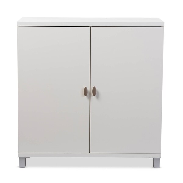 Baxton Studio Marcy White Wood Entryway Bags Storage Sideboard Cabinet - 120-6470