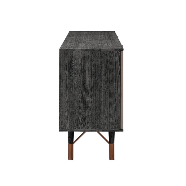 Armen Living Turin Rustic Oak Wood Sideboard Cabinet with Copper Accent - LCTNBUBL