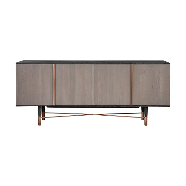 Armen Living Turin Rustic Oak Wood Sideboard Cabinet with Copper Accent - LCTNBUBL